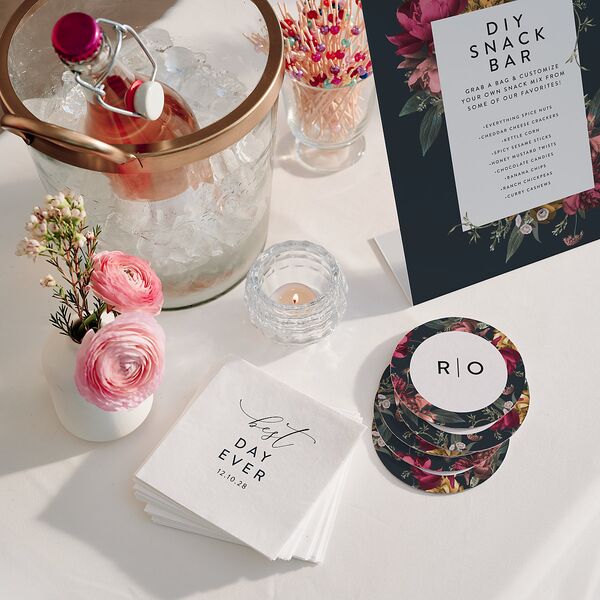 Blooming Botanical Menu Bended Tabletop Sign X-small Ink Blue Standard Plastic XS Tabletop Menu