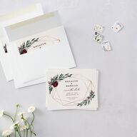 Gilded Botanical Save the Date Petite Cards Burgundy Signature smooth Blank No Standard