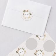 Neutral Greenery Wedding Stickers Thyme Circle