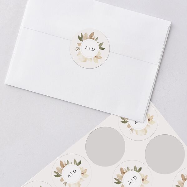 Neutral Greenery Wedding Stickers Thyme Circle