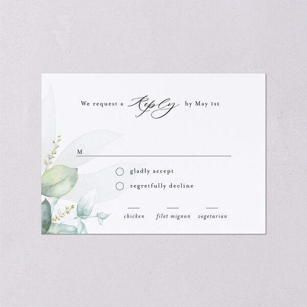 Romantic Greenery Wedding Response Cards Tide Pool Signature Standard