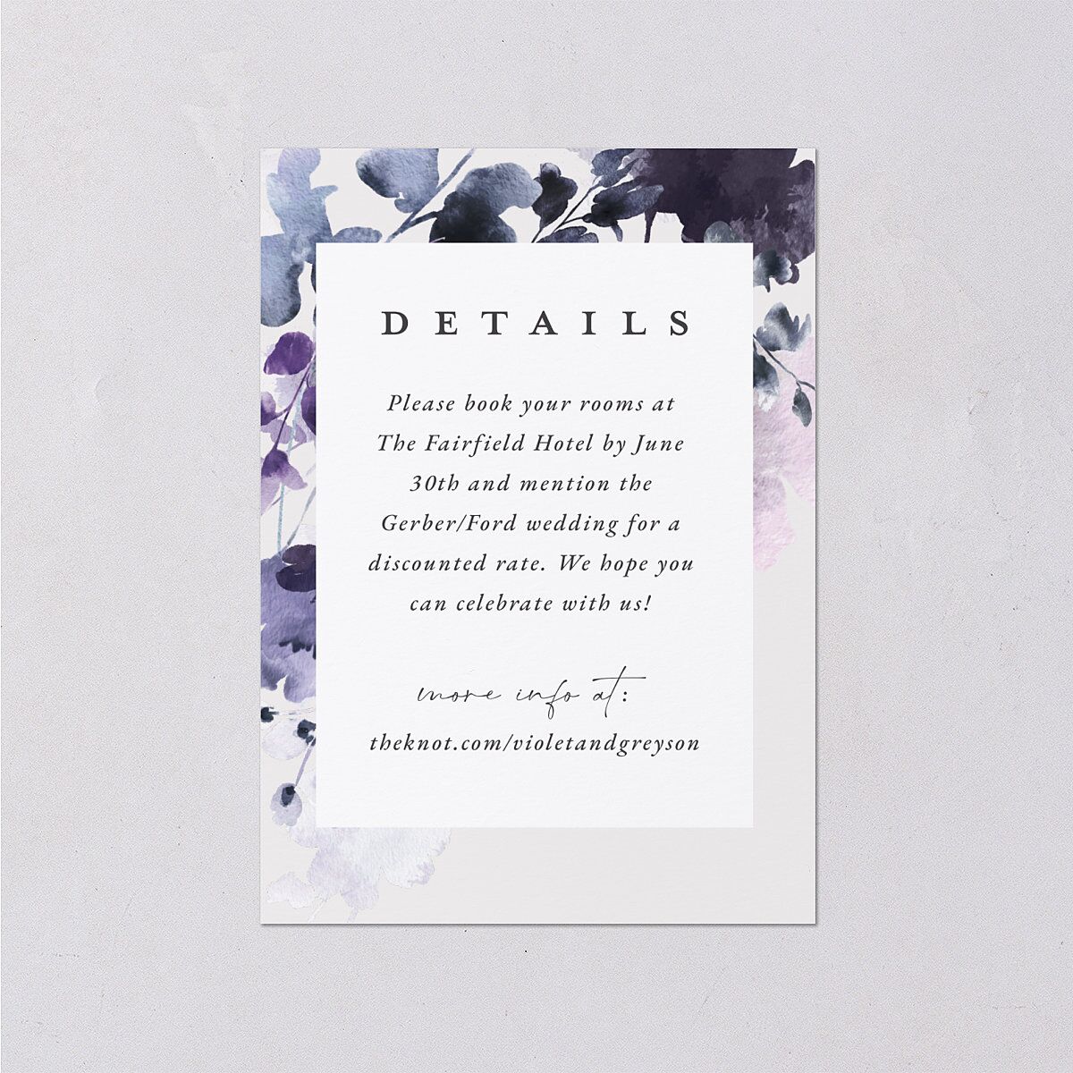 Ethereal Floral Wedding Enclosure Cards Sheer Lilac Signature