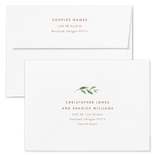 Wild Vines Save The Date Card Envelopes Blue Standard Soft Pink Both Recipient and Return Addresses Signature