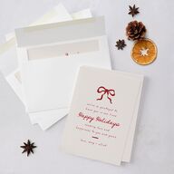 Dainty Bow Holiday Holiday Cards Maroon Signature Blank Standard Portrait