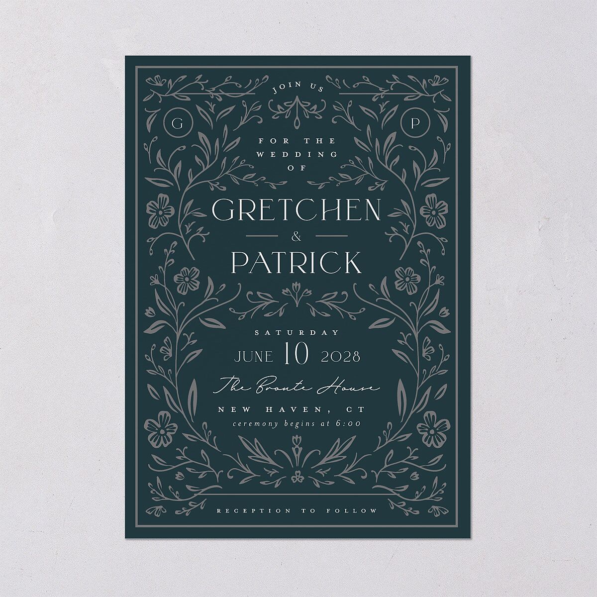 Ornate Storybook Wedding Invitations Dark Emerald Signature Blank No Standard