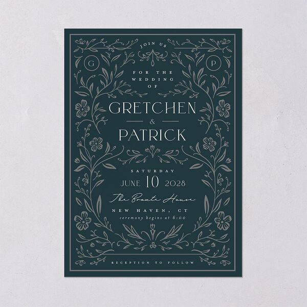 Ornate Storybook Wedding Invitations Dark Emerald Signature Blank No Standard