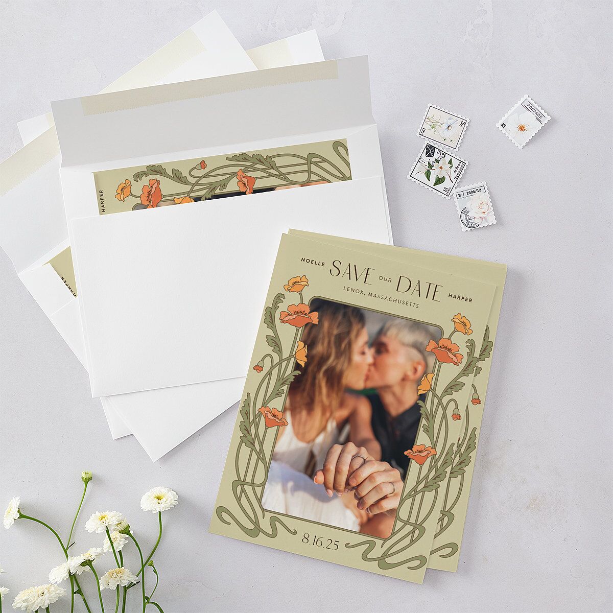 Vintage Nouveau Save The Date Cards — view 5