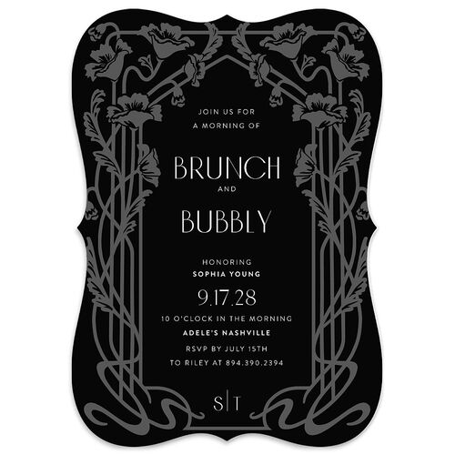 Gilded Nouveau Bridal Shower Invitations Licorice Signature Blank