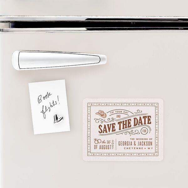 Western I Do BBQ Save The Date Magnets Saddle Magnet Paper
