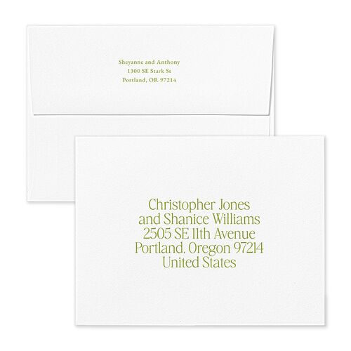 Modern Editorial Wedding Date Save the Date Magnet Envelopes White Meadow Both Recipient and Return Addresses Signature Standard