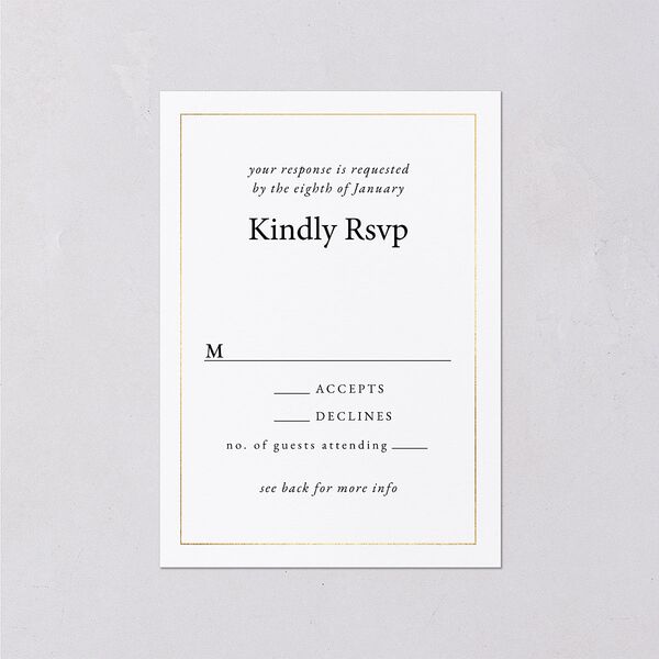 Romantic Ampersand Wedding Response Cards Pure White Gold Signature