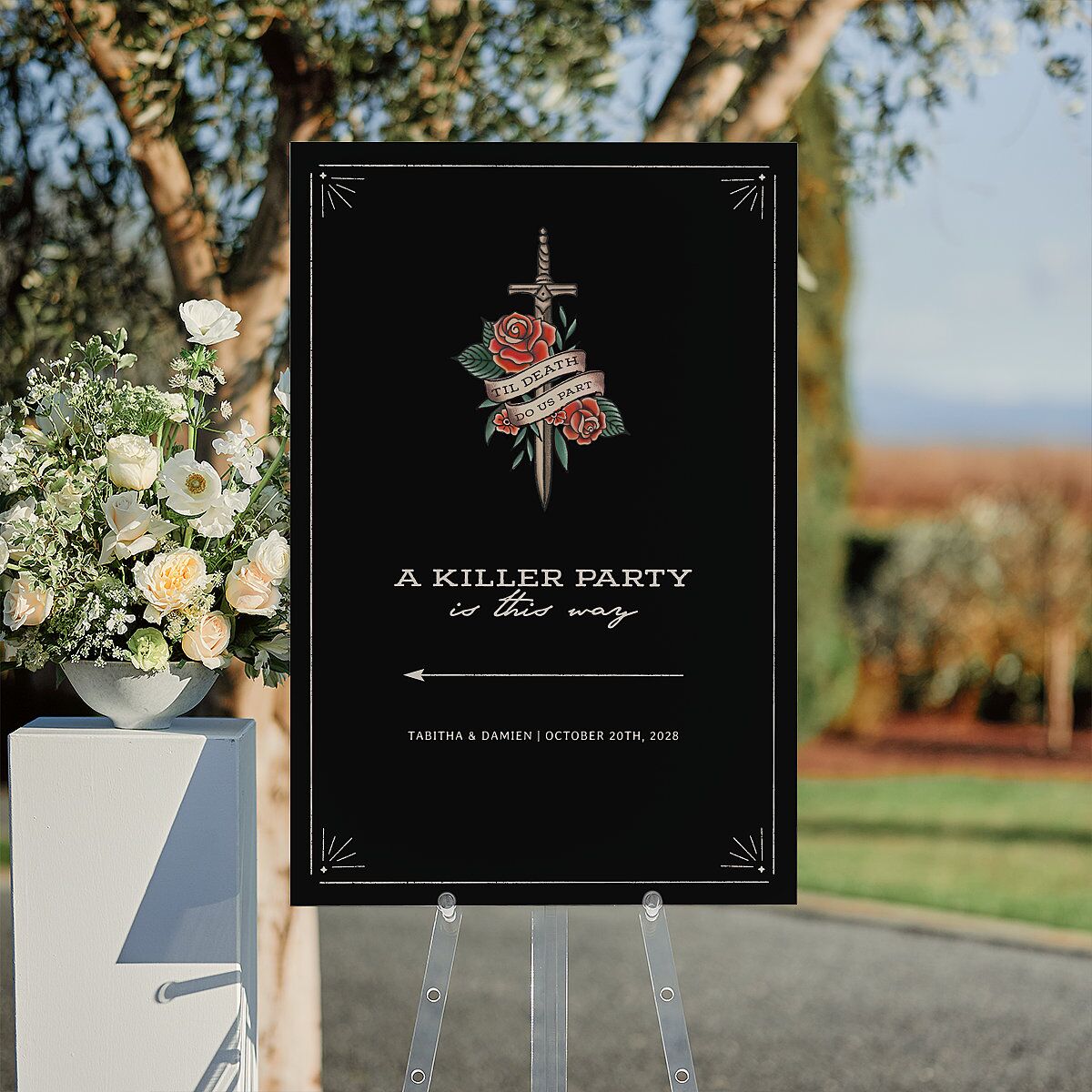Til Death Tattoos Standard Direction Sign Large Midnight Standard Indoor Foam Core L Direction