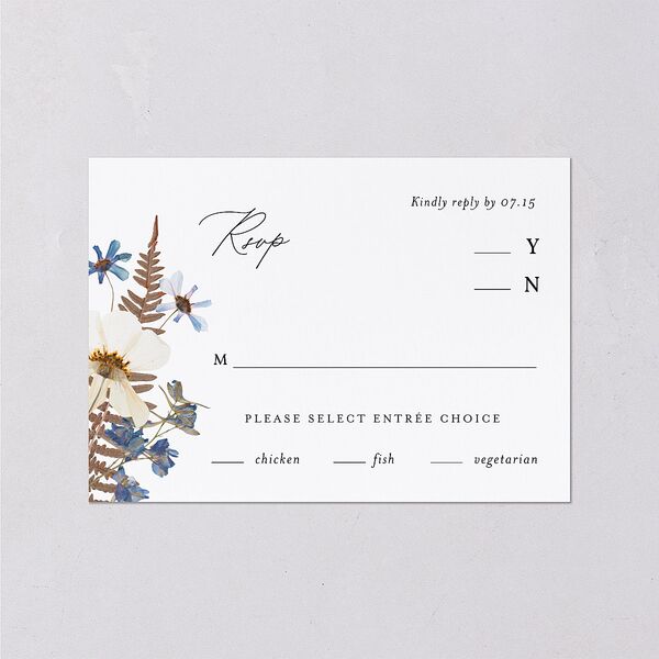 Pressed Flowers Wedding Response Cards Regency Blue Signature Standard