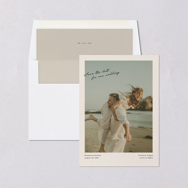 Vintage Film Photo Save the Date Cards Sand Signature smooth Blank No Standard