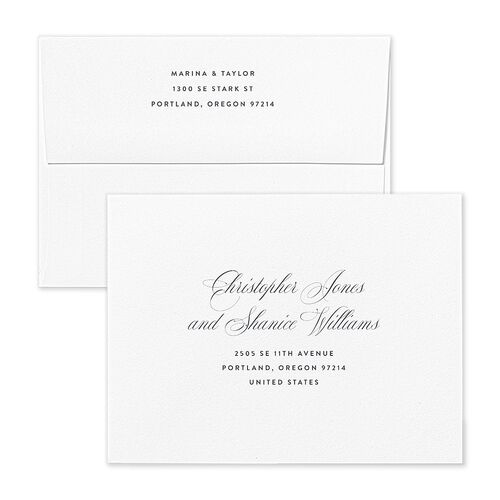 Vintage Classic Photo Save the Date Petite Card Envelopes White Pool Both Recipient and Return Addresses Signature Standard