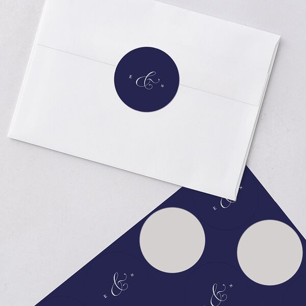 Classic Photo Wedding Stickers Navy Circle