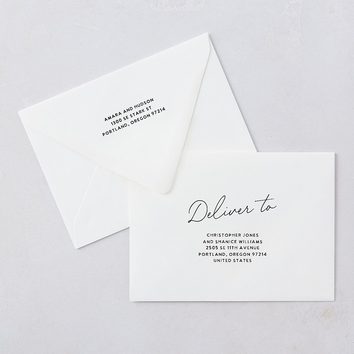 Hand Drawn Wavy Border Save The Date Card Euro Envelopes White Pure White Both Recipient and Return Addresses Luxe Signature