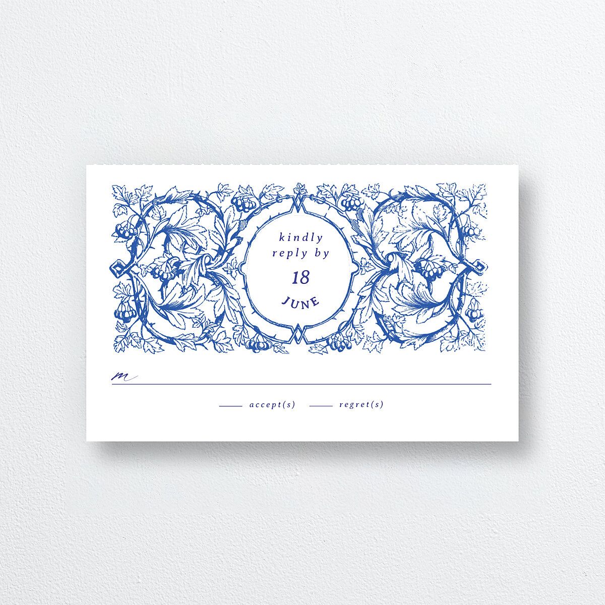 Vintage Toile All-in-One Wedding Invitations Sapphire Signature Light Both Recipient and Return Addresses No