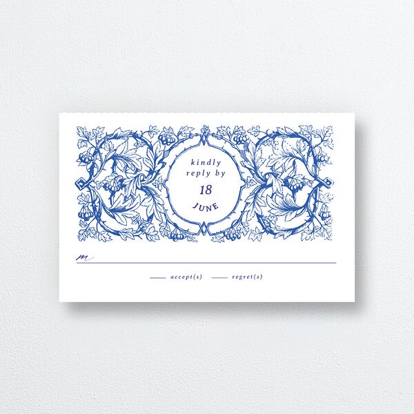Vintage Toile All-in-One Wedding Invitations Sapphire Signature Light Both Recipient and Return Addresses No