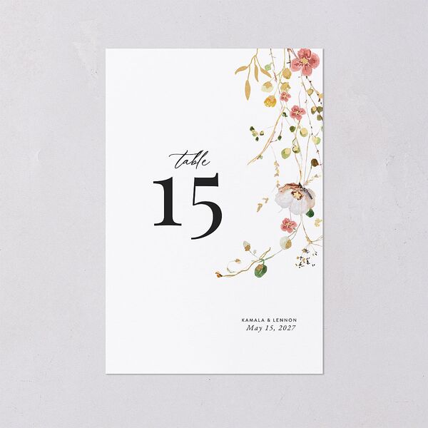 Glistening Wildflower Foil Table Numbers Gold Soft Peach Signature