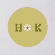 Simple Retro Daisy Wedding Stickers Meadow Circle