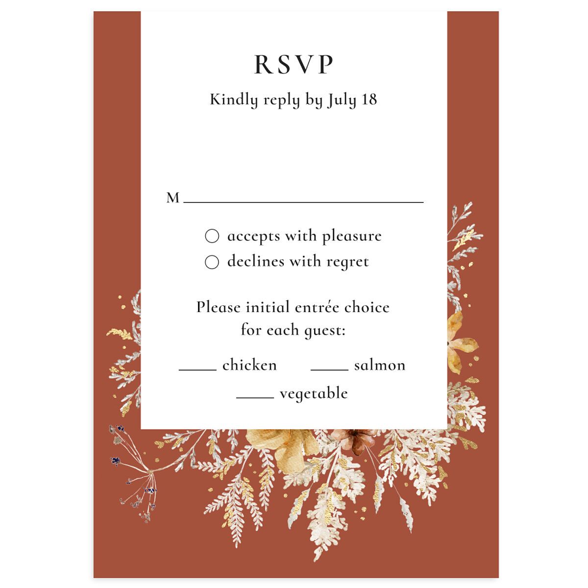 Dried Blooms Wedding Response Cards