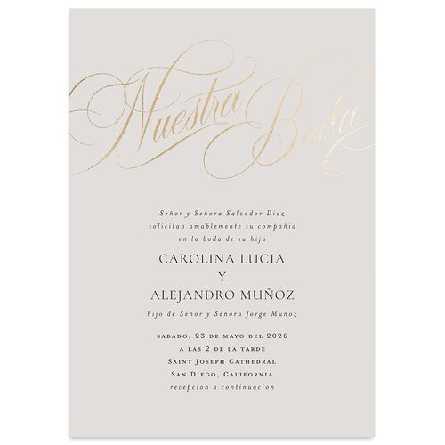Nuestra Boda Wedding Invitations Gold Fog Signature Blank No Standard