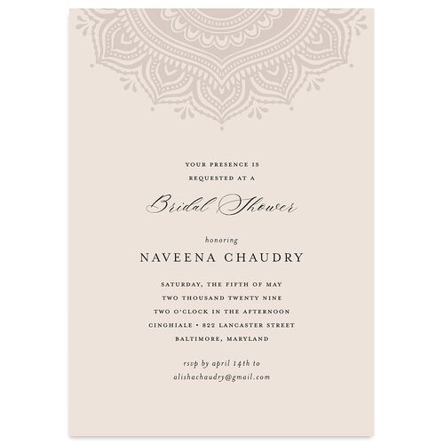 Indian Gilded Adornment Bridal Shower Invitations Sand Signature Blank Standard