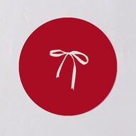 First Christmas Minimalist Bow Photo Holiday Stickers Cream Circle