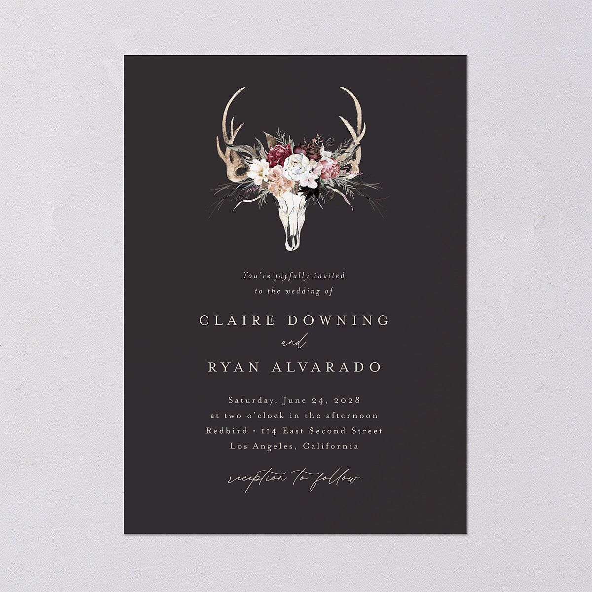 Gothic Antlers Wedding Invitations — view 2