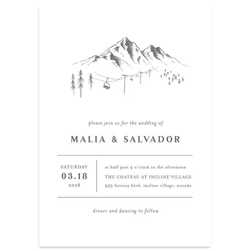 Etched Mountains Wedding Invitations Steel Gray Signature Blank No Standard