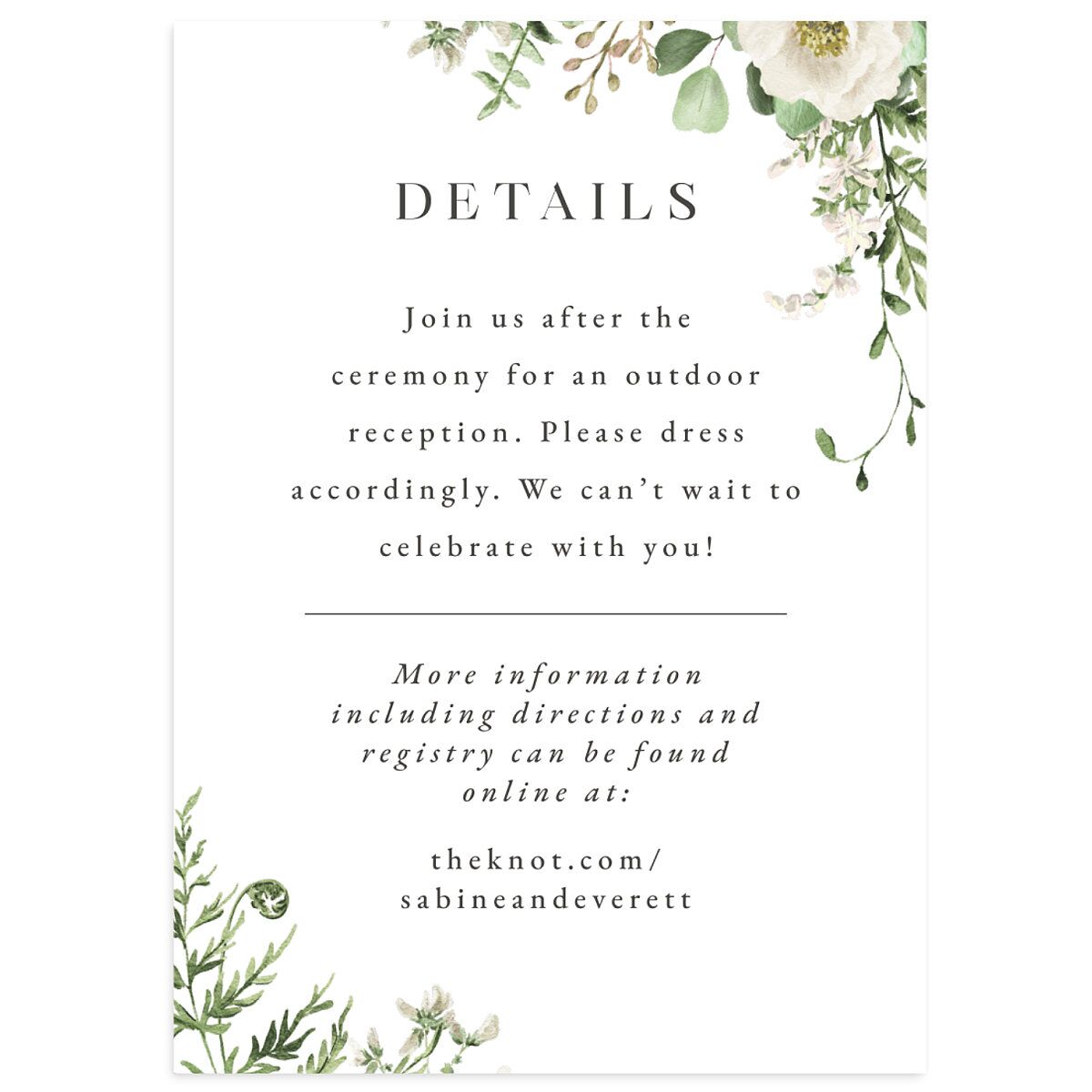 Gilded Fern Frame Wedding Enclosure Cards