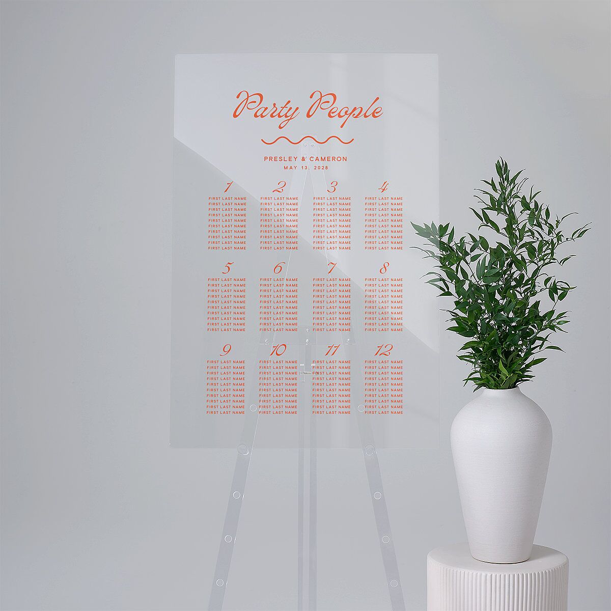 Cabana Stripes Acrylic Seating Chart Large Pastel Blue Standard Acrylic L Seating