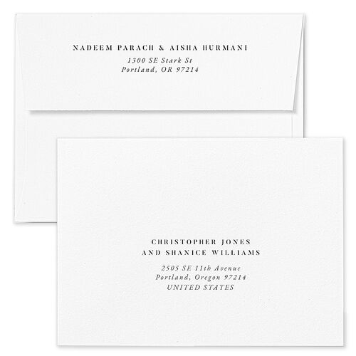 Timeless Script Wedding Invitation Envelopes Terracotta Midnight Return Address Standard Signature