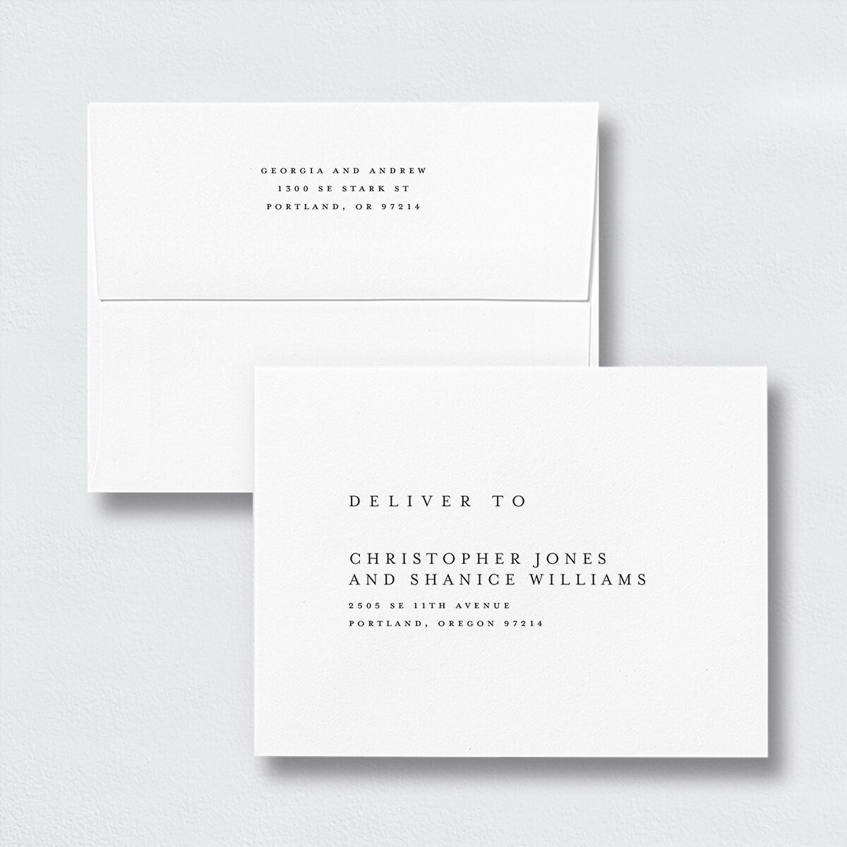 Elegant Date Save the Date Petite Card Envelopes Pure White White Standard Both Recipient and Return Addresses Signature
