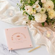 Beach Party Wedding Guest Book Pink Cotton