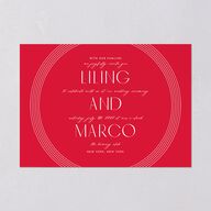 Chinese Lucky Circle Wedding Invitations  True Red Signature Blank No Standard