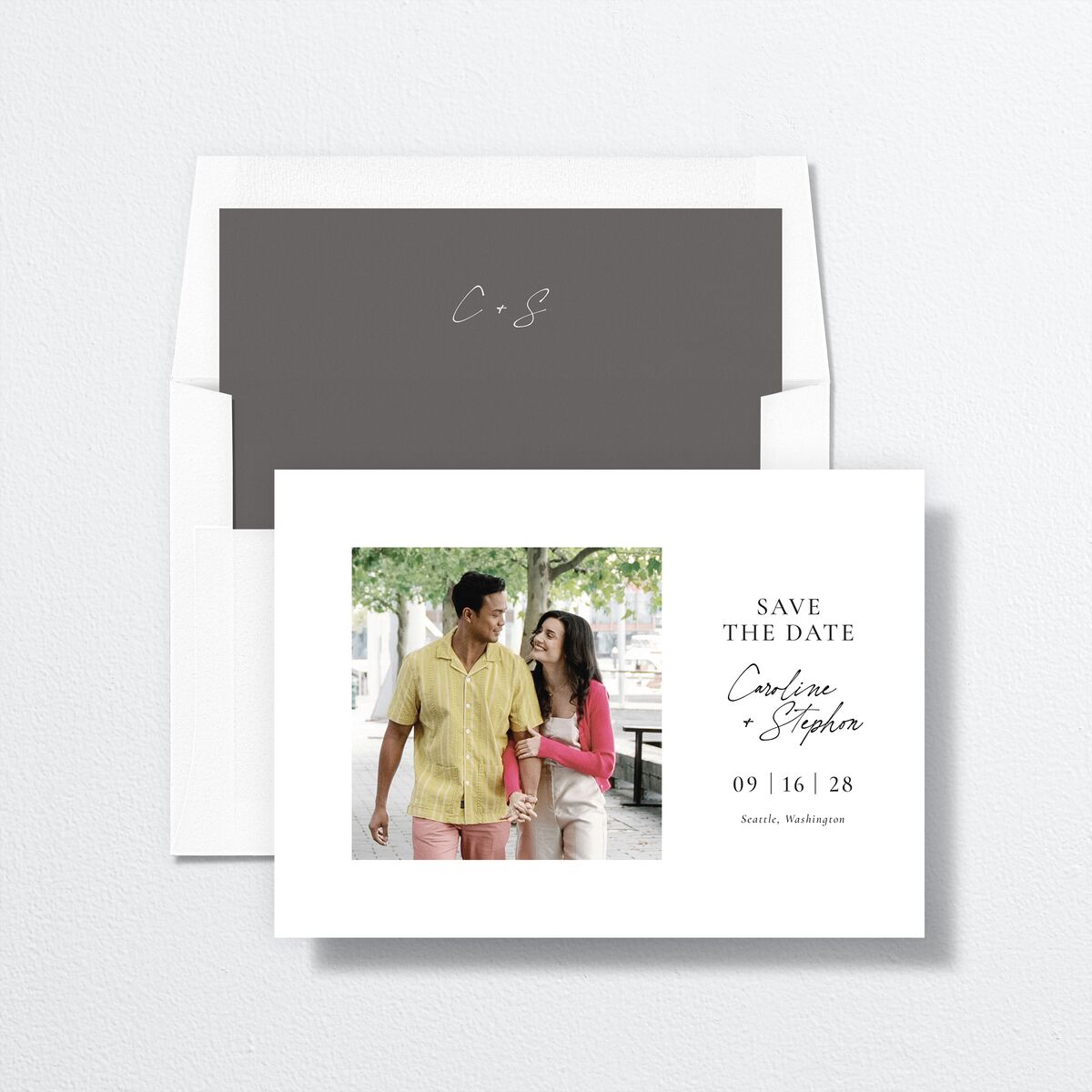 Simple Square Save the Date Cards Pure White Signature smooth No