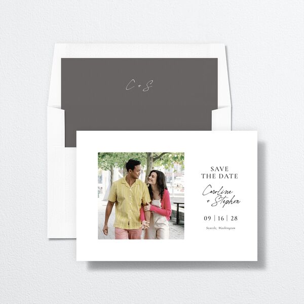 Simple Square Save the Date Cards Pure White Signature smooth No
