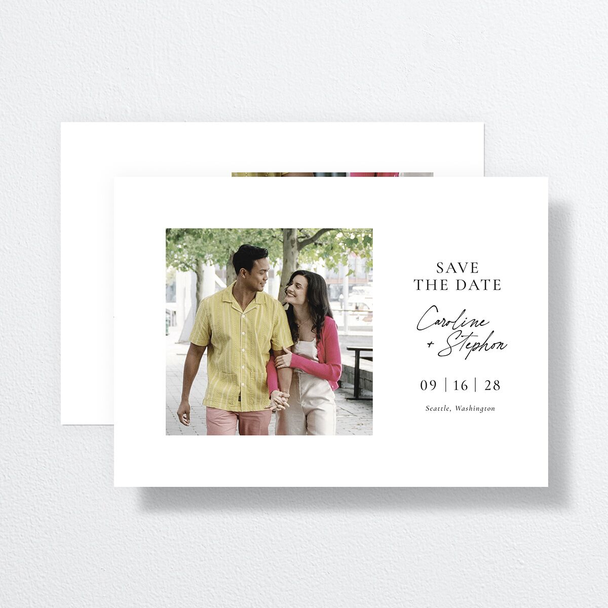 Simple Square Save the Date Cards Pure White Signature smooth No