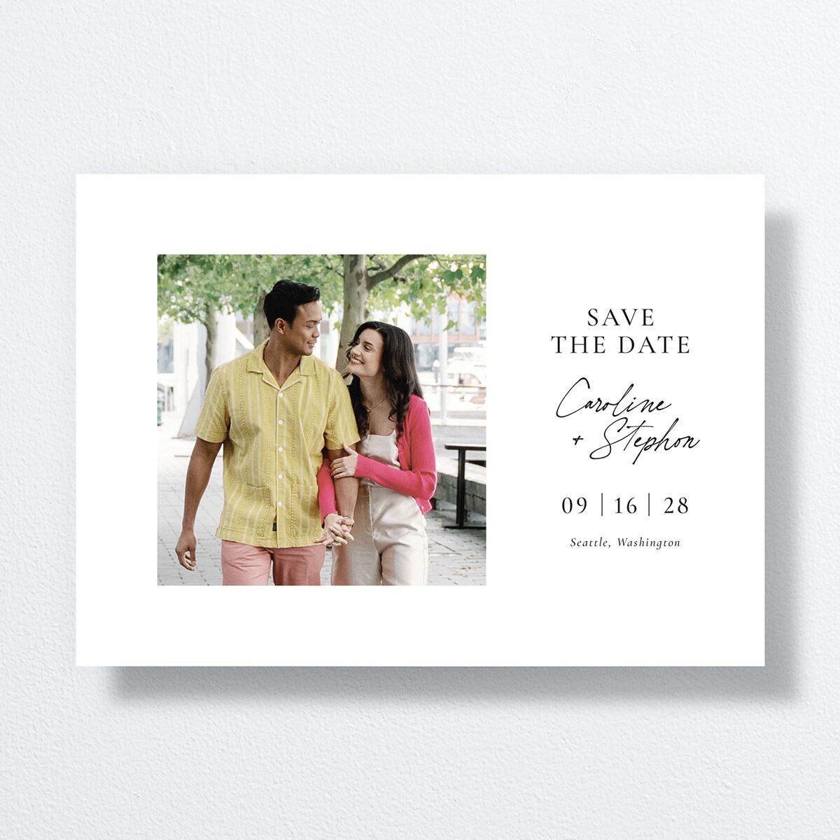 Simple Square Save the Date Cards Pure White Signature smooth No