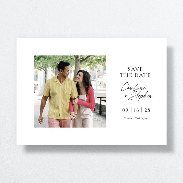 Simple Square Save the Date Cards Pure White Signature smooth No