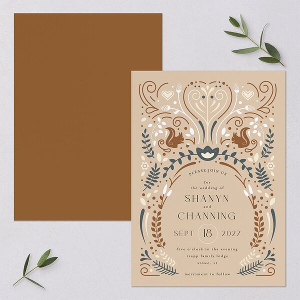 Nordic Folk Wedding Invitations Latte Signature Blank No Standard
