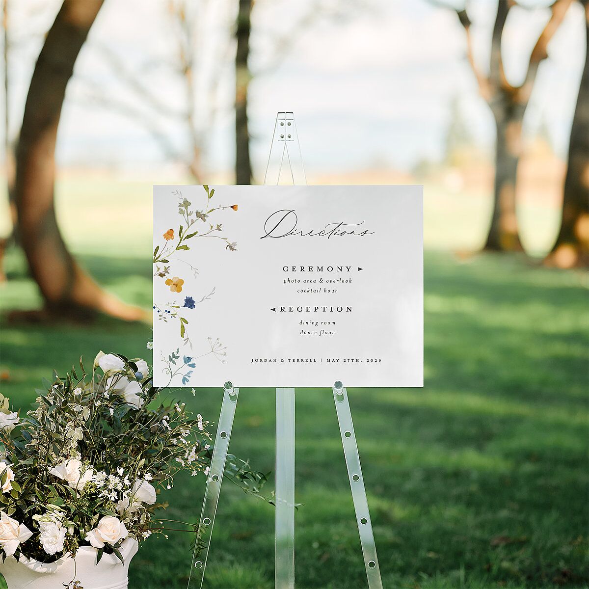 Dainty Wildflowers Standard Direction Sign Medium Sunflower Standard Indoor Foam Core M Direction
