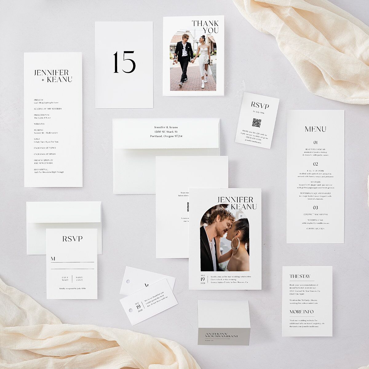 Modern Arch Photo Wedding Response Cards Pure White Signature Standard