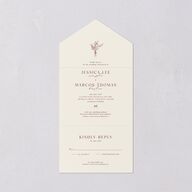 Simple Boho Flowers All-in-One Wedding Invitations Raspberry Signature Light Both Recipient and Return Addresses No