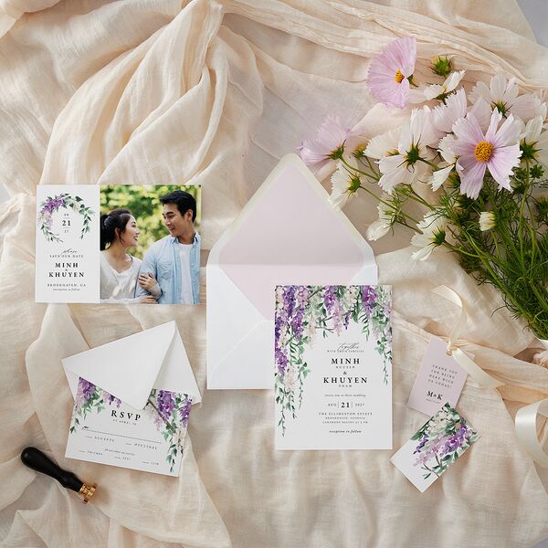 Romantic Wisteria Favor Gift Tags Purple Petal Signature