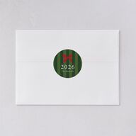 Simple Frame Photo Accent Holiday Stickers Hunter Green Circle