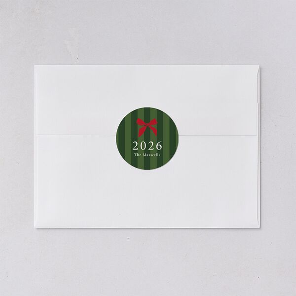 Simple Frame Photo Accent Holiday Stickers Hunter Green Circle