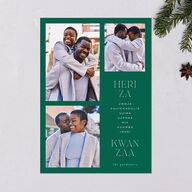 Kwanzaa Grid Holiday Cards Emerald Signature Blank Portrait  Standard